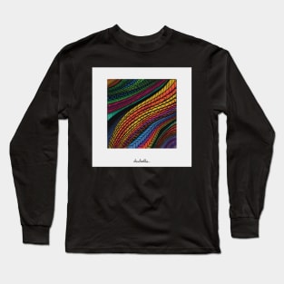 Go With the Colorful Flow Zentangle, Square Framed Digital Illustration, Rainbow Colors Long Sleeve T-Shirt